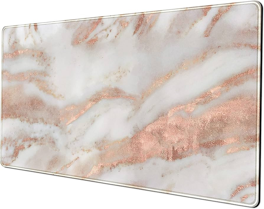 Rose Gold Marble Desk Mat Cute Desk Decor Mouse Pad, Abstraction Metallic Luxury Large Gaming Mou... | Amazon (US)