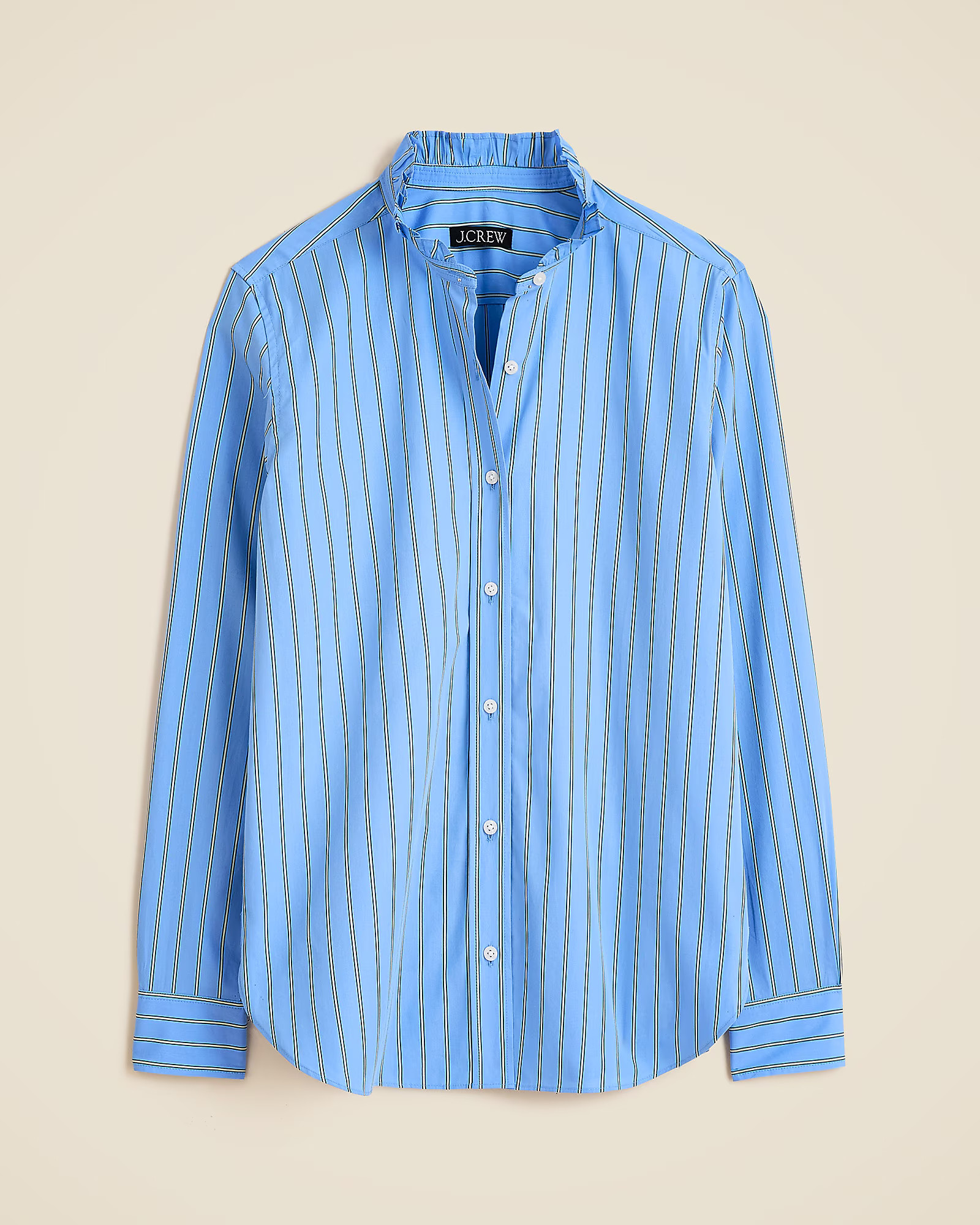 Jules ruffle-collar shirt in striped cotton poplin | J. Crew US