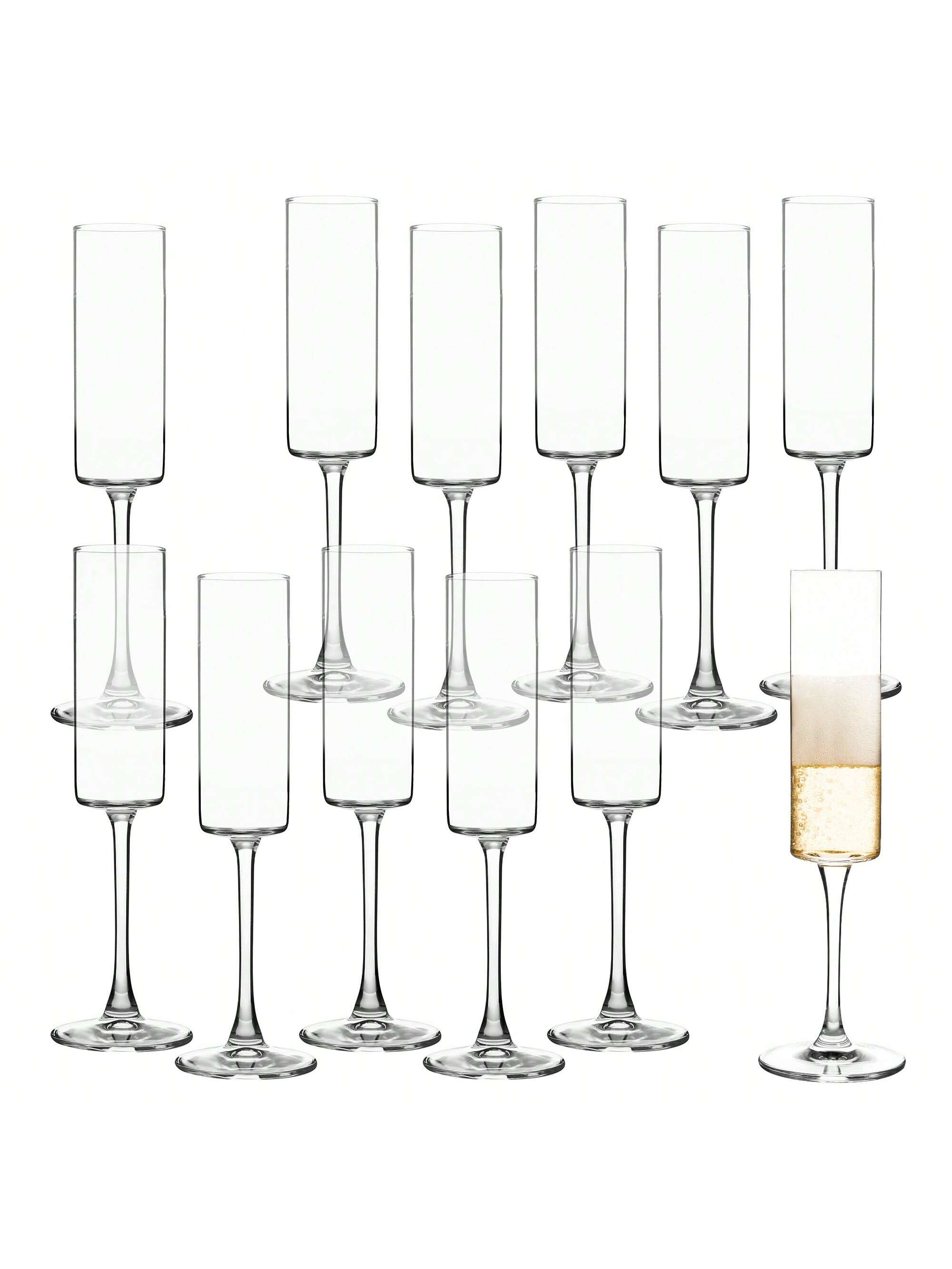 12 Pcs, 6 Oz/180 Ml. Red Wine/White Wine/Champagne/Cocktail Straight Tall Wine Glasses Set, Elega... | SHEIN
