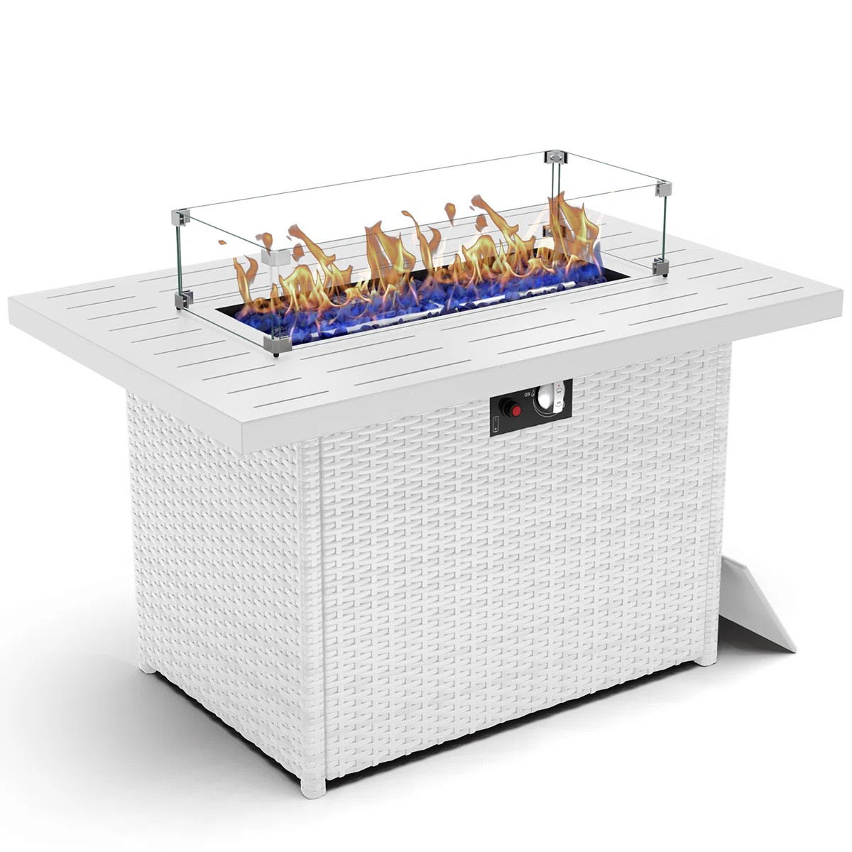 Alturas 44" Propane Gas Outdoor Fire Table with Glass Wind Guard | Wayfair North America