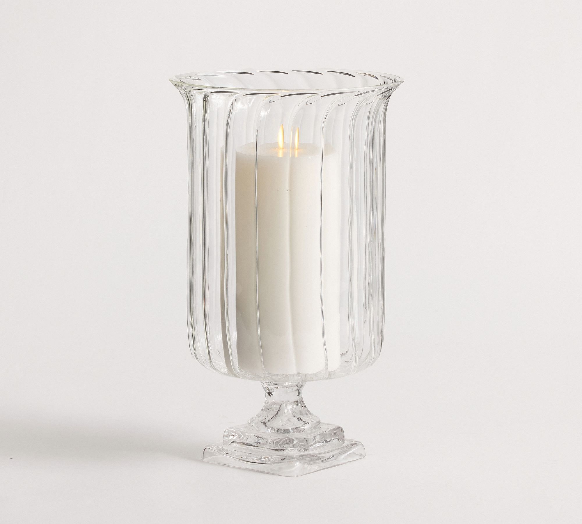 Fluted Glass Hurricane Candle Holder | Pottery Barn (US)