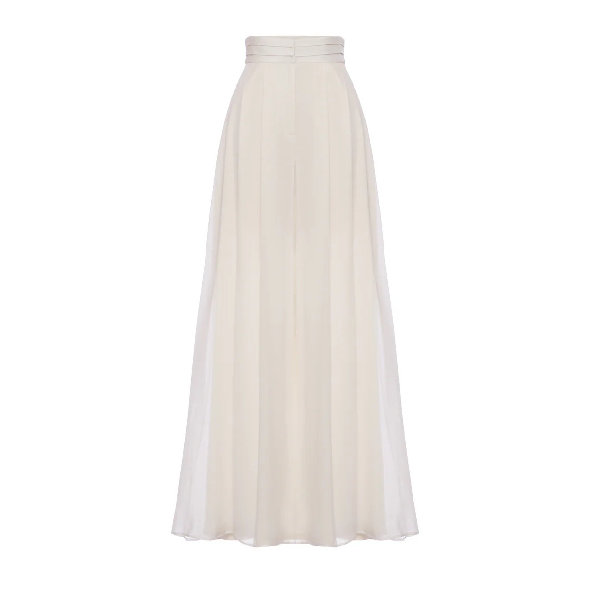 Felix Trouser in Ivory Silk Crepe with Chiffon Overlay | Over The Moon