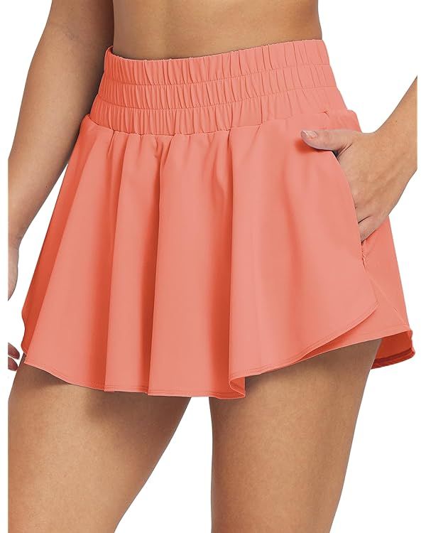 BALEAF Women's 13'' Athletic Skirts High Waisted Tennis Skirt Skorts Shorts Flowy Ruffle Zipper P... | Amazon (US)