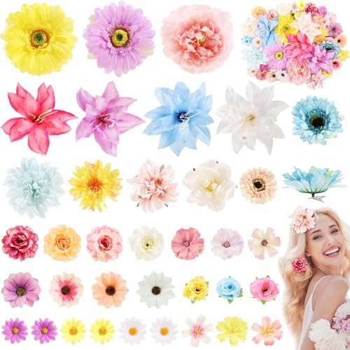 36 Pcs Flower Hair Clips for Women Girls Hair Flower Accessories Silk Hair Floral Clips for DIY Wedding Bridal Hairstyles, Baby Shower, Princess Costume Decor | Amazon (US)