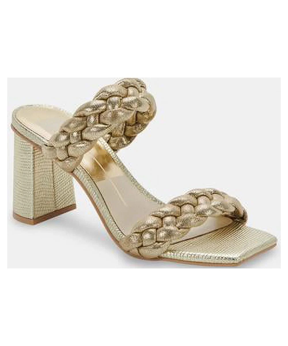 Dolce Vita Paily Braided Chunky Heel Sandals Light Gold Metallic Stella Suede (Light Gold Metalli... | Walmart (US)