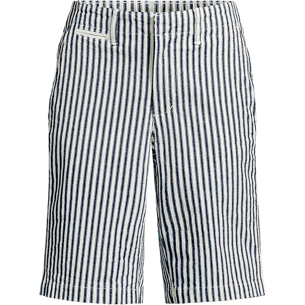 Women's Elastic Back Classic 12" Chino Oxford Stripe Shorts | Lands' End (US)