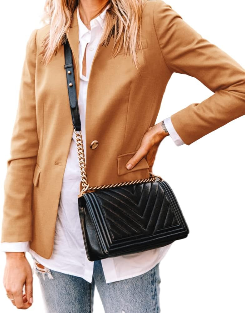 LPCBDEE Womens Casual Blazers Long Sleeve Standing Collar Open Front Work Office Jacket | Amazon (US)