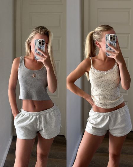 cute pj’s 🧸
(couldn’t find the tank on the left or shorts on the right but linked similar styles)