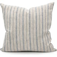 Blue & Natural Grey Linen Stripe Pillow Cover // Sofa Cushion, Throw Pillow, Modern Farmhouse 20x20 | Etsy (US)
