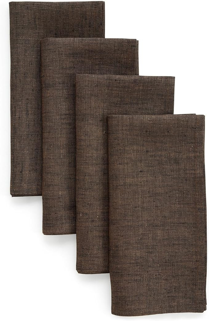 Solino Home Linen Cloth Napkins Set of 4-100% Pure Linen Chambray Brown Dinner Napkins 20 x 20 In... | Amazon (US)