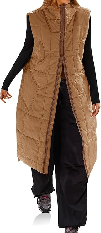 Cicy Bell Womens Long Quilted Puffer Vest Lightweight Sleeveless Winter Jackets Side Slit Packabl... | Amazon (US)