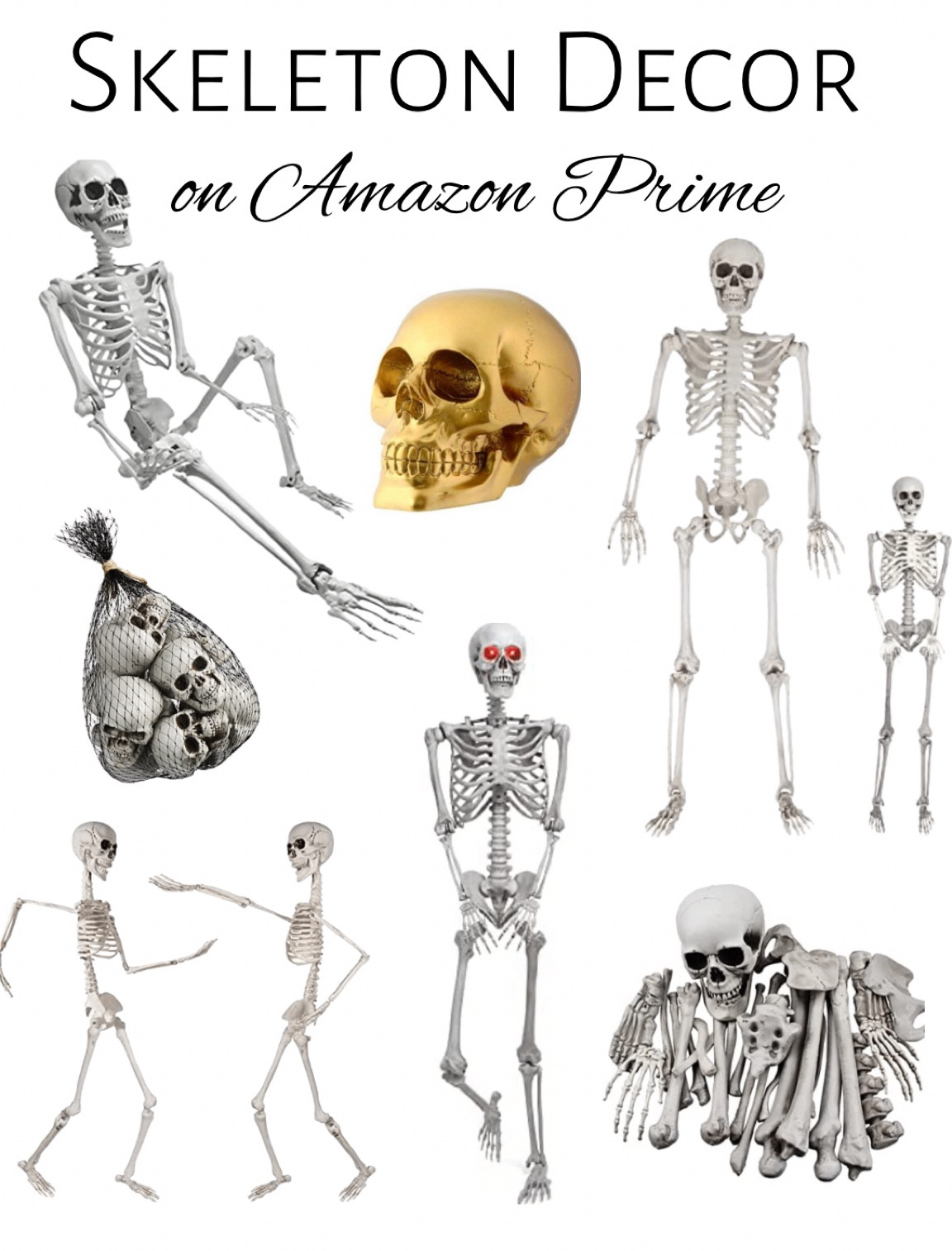 Spooky skeleton decor on Amazon prime! Life size skeletons skeleton decor skeleton bones outdoor decor for Halloween! 

#LTKunder100 #LTKHalloween #LTKSeasonal