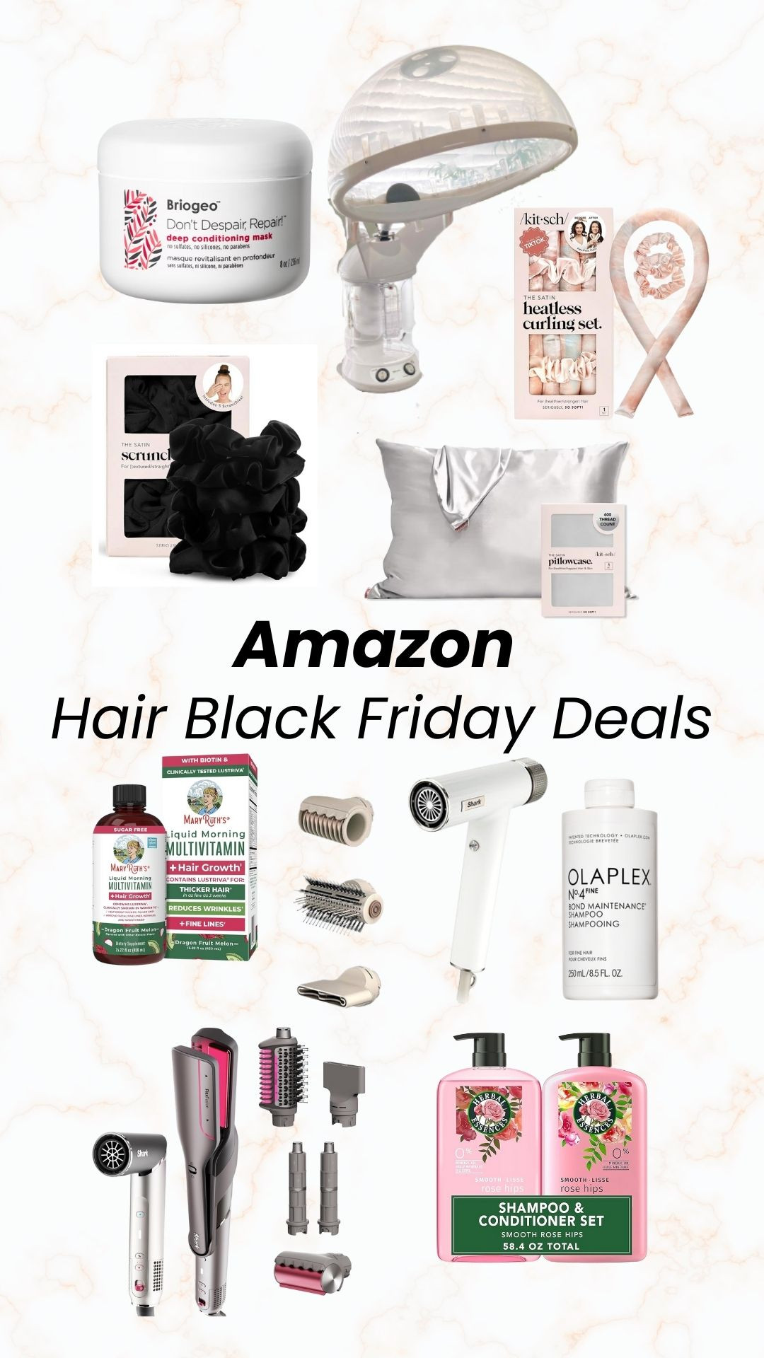 So many hair deals for Black Friday on Amazon. Just some of them are pictured here, such as the hair steamer and satin scrunchies I use. I love Shark hair dryers, and have started using the Briogeo Don't Despair, Repair Deep Conditioning Mask.
#blackfridaysale #blackfriday #haircare  

 

#LTKCyberWeek #LTKSaleAlert #LTKBeauty