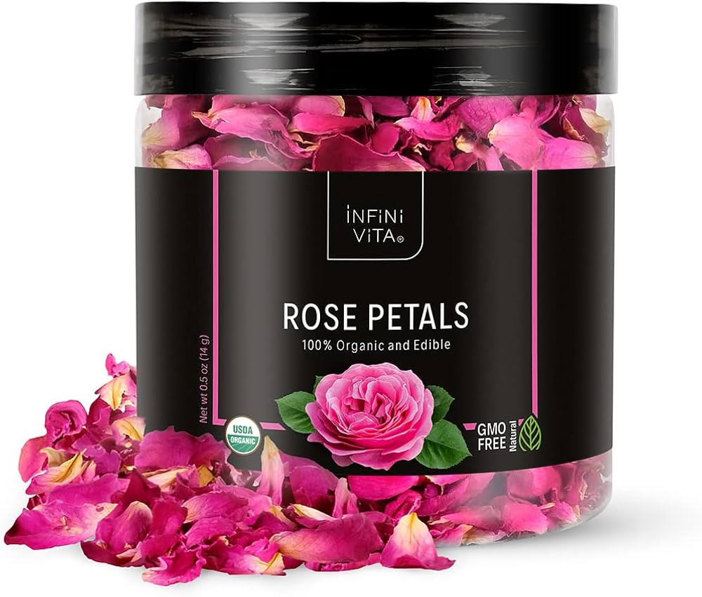 Infini Vita Dried Rose Petals 14g (0.5oz) - Edible Red Rose Tea - Dried Flowers for Cake Decorati... | Amazon (US)