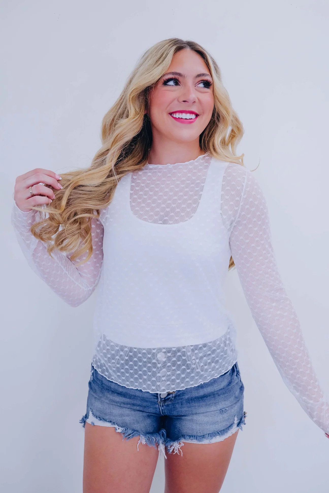 Heiress Heart Print Mesh Top - 3 Colors | Whiskey Darling Boutique
