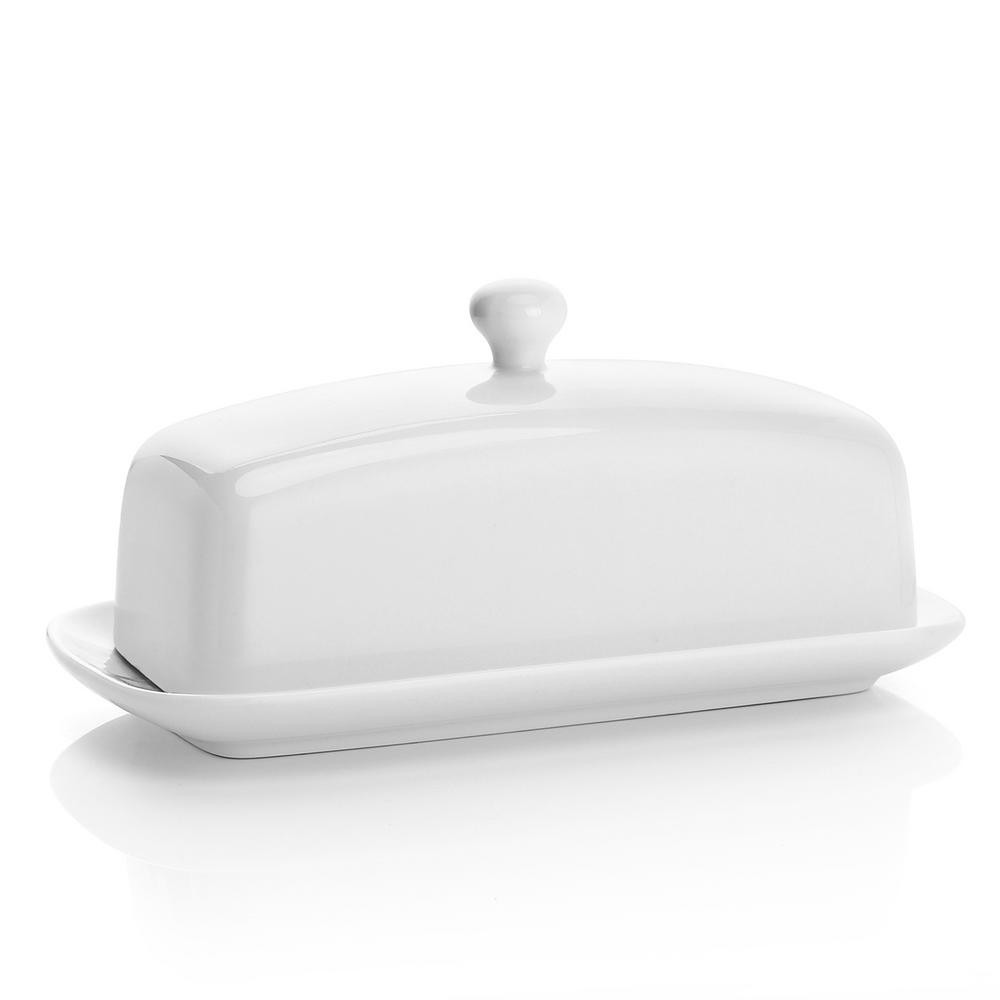 Sweese 4 oz. White Porcelain Butter Dishes for East WWest Coast Butter (Set of 1) | The Home Depot