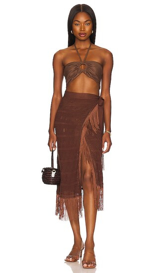x REVOLVE Brayden Knit Skirt in Brown | Revolve Clothing (Global)