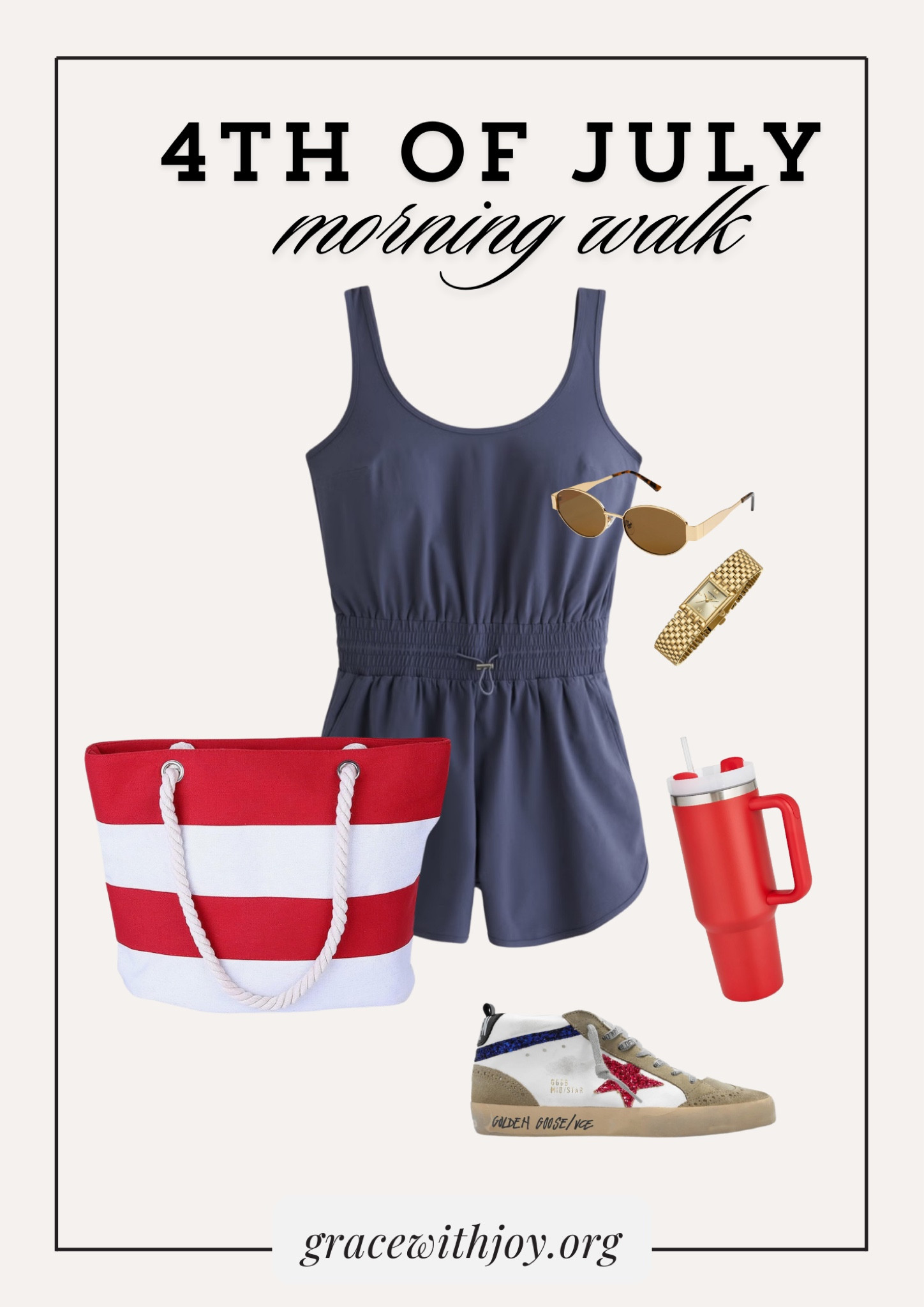 The perfect Fourth Of July walk outfit! Paired with this red and white striped bag makes it patriotic! 

#LTKStyleTip #LTKSummerSales #LTKSeasonal