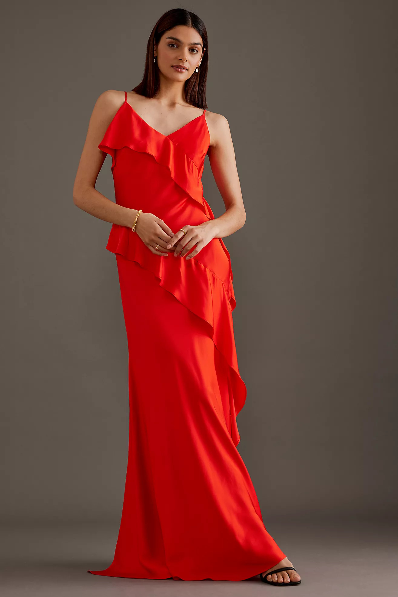 Asymmetric Ruffle Maxi Slip Dress | Anthropologie (UK)