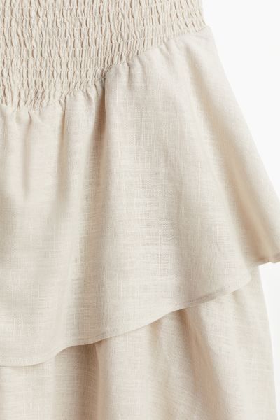 Tiered-skirt Smocked Dress - Light beige - Ladies | H&M US | H&M (US + CA)