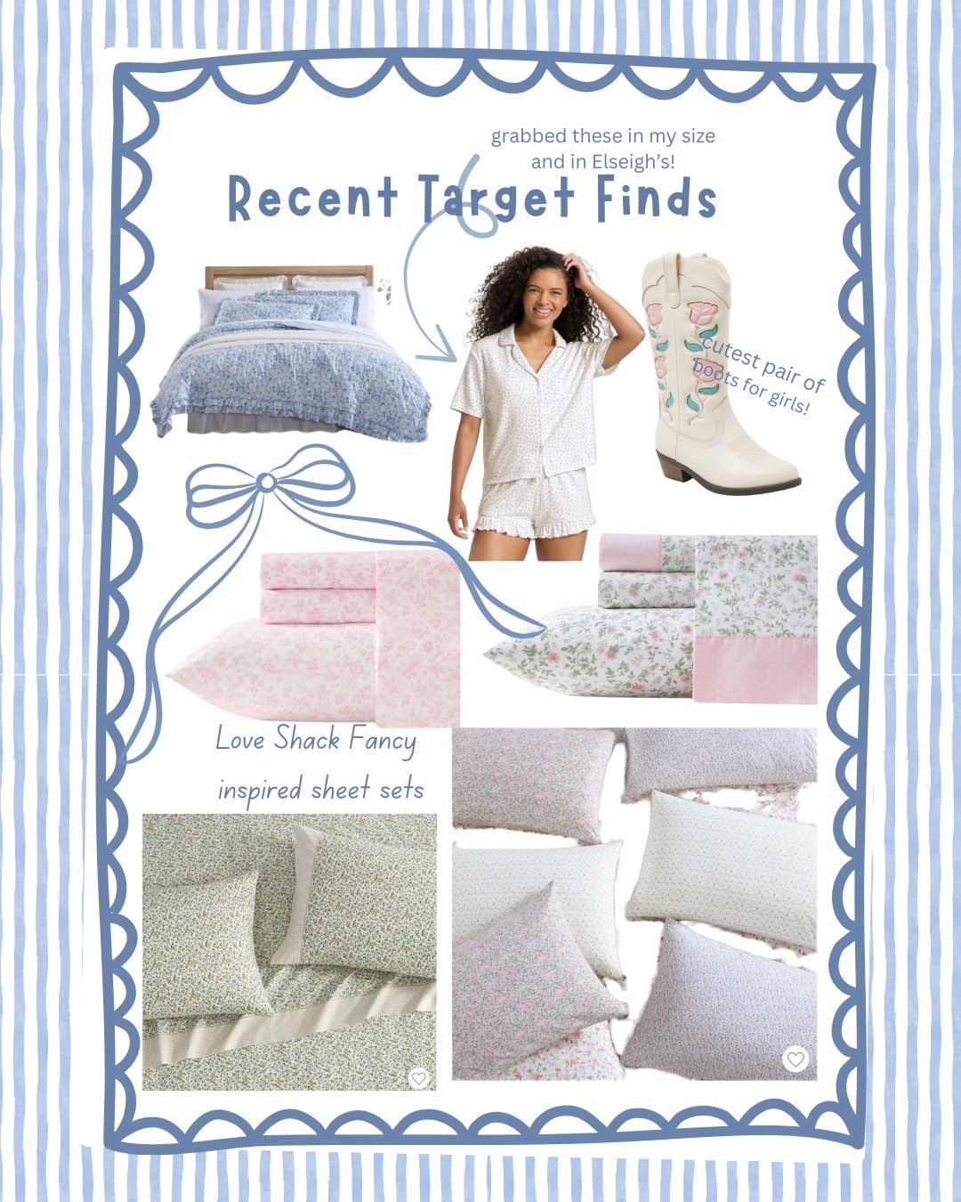 Recent Target Finds! 

Grabbed those pajamas in medium for me + XXS for Elseigh! 💓

Trying to narrow down which set of sheets I’m ordering for Elseigh’s room. All so cute!

Also - ordered those boots for a fun little surprise for Elseigh! 

#LTKKids #LTKBaby #LTKHome