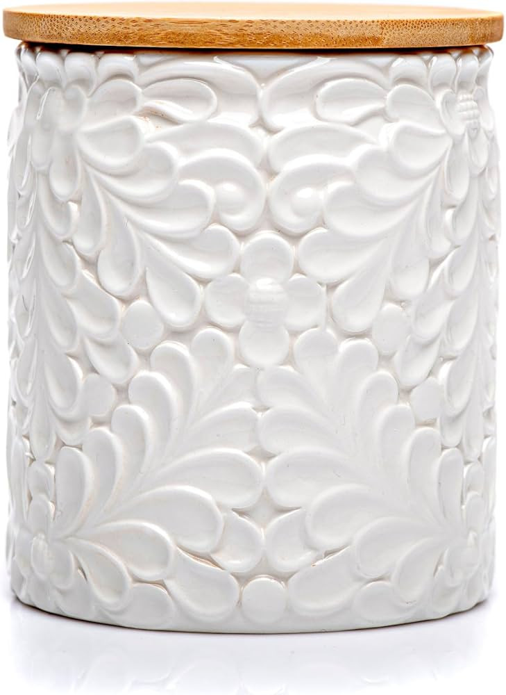 XXL 94 Oz Engraved Ceramic Kitchen Canister - Storage Jars with Airtight Lids Made from Bamboo wi... | Amazon (US)