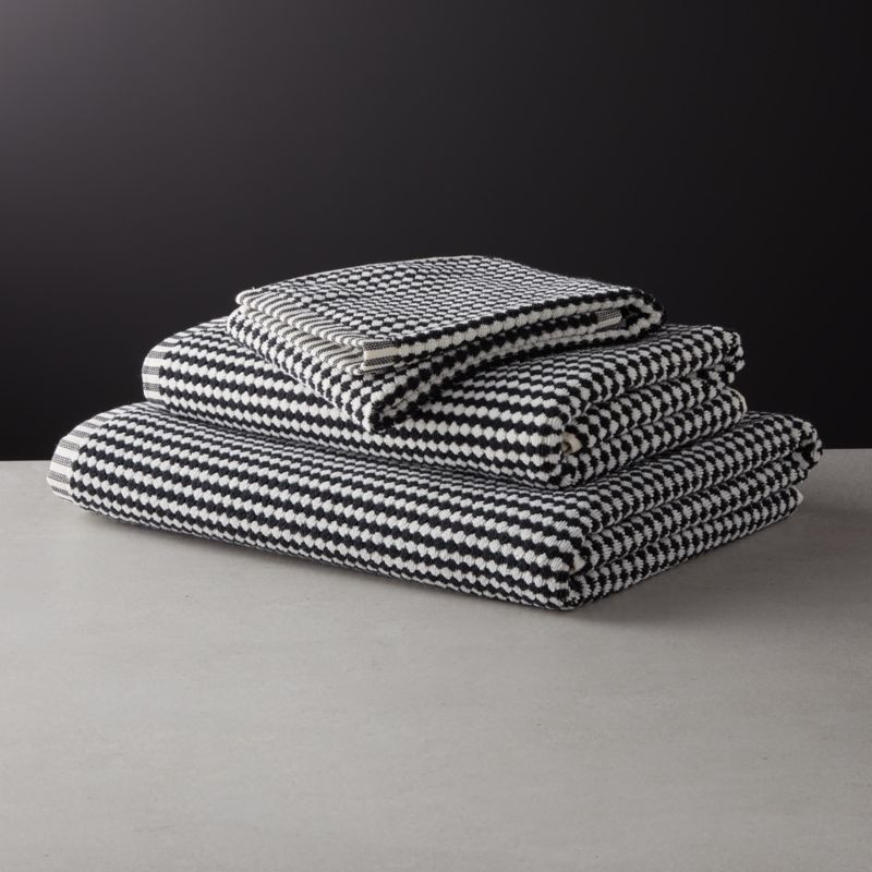 Lena Black and White Bath Towels | CB2 | CB2