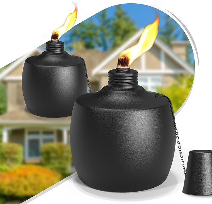 2-Pack Citronella Tabletop Torches, 21.5 oz Table Top Torches for Outdoor, Metal Oil Burner Candl... | Amazon (US)