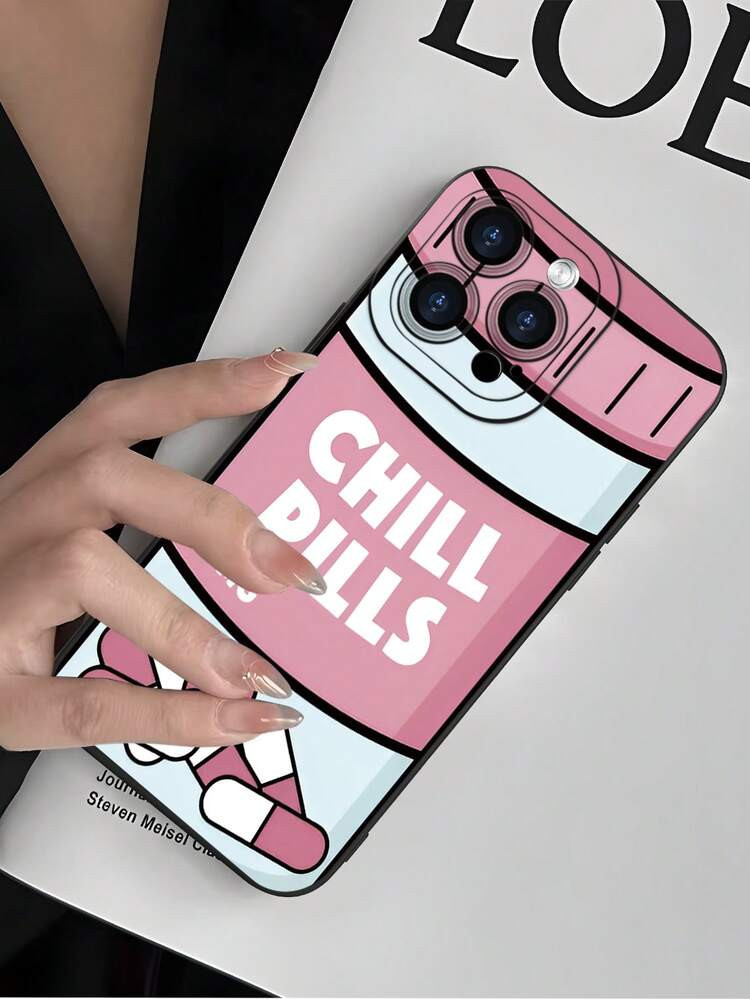 Chill Pills A Black, Fashionable, Individual And Popular Chill Pills Pattern Black Phone Case ,Anti-Drop Camera Enhanced Protection, Prevent Wear And Tear, Comfortable Feel, Protective Buttons, Breathable Heat Dissipation, Dustproof, For Men And Women , For Men And Women , For IPhone 16/15/14/13/12/11 Pro Promax Plus /IPhone X/Xsmax Phone Case Ideal Gift For Men And Women. | SHEIN