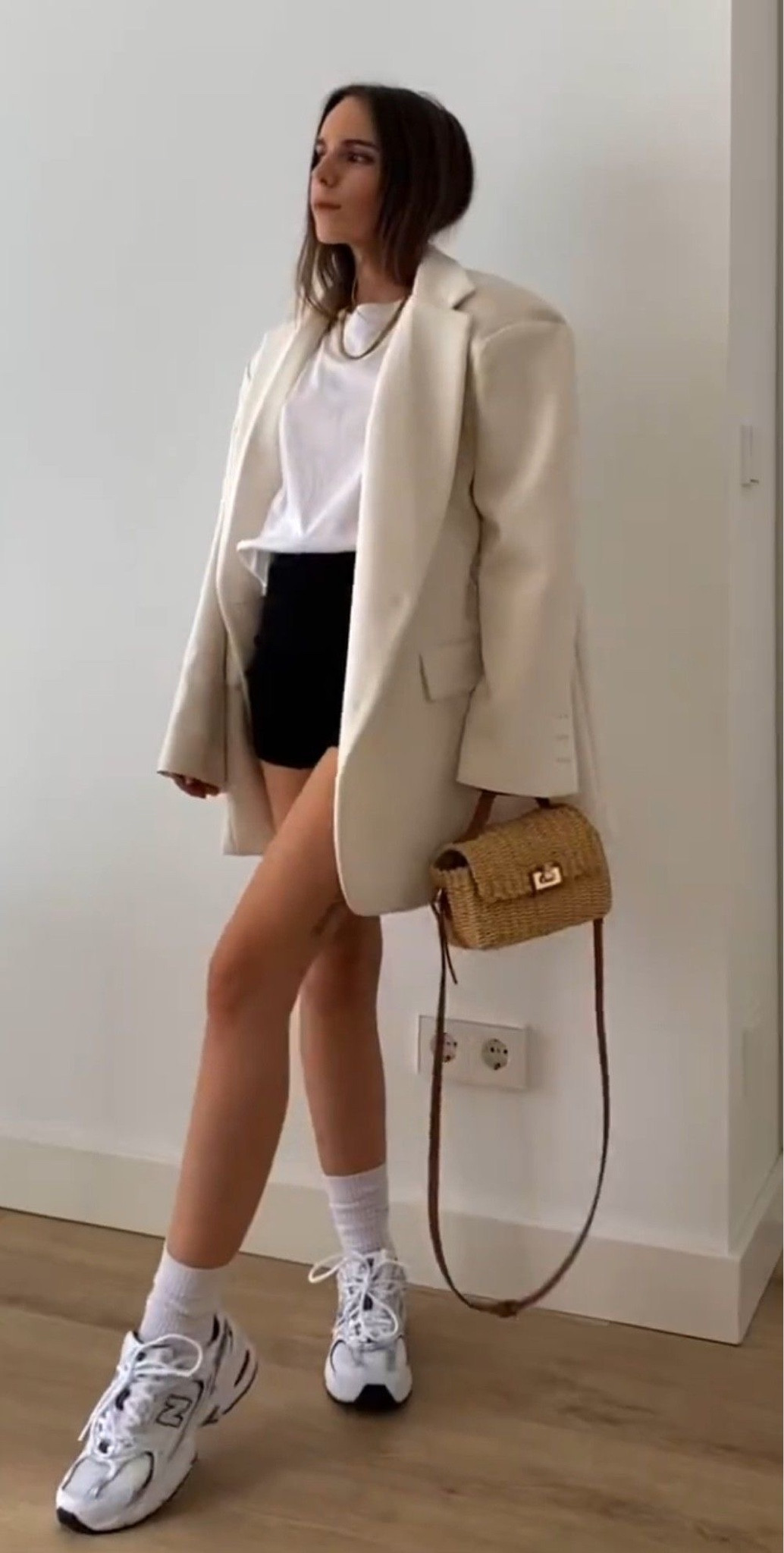Cream oversized blazer, mini skirt and new balances. Spring outfit inspo 2024!

#LTKfindsunder100 #LTKSeasonal #LTKGala