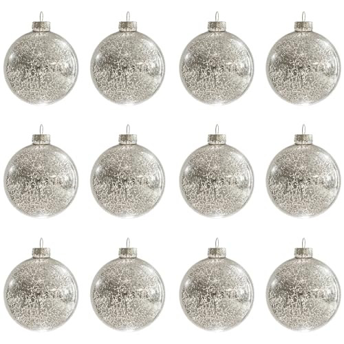 Christmas Ball Ornaments Set of 12pcs-3.15” Silver Mercury Glass Christmas Hanging Ball Decorations for Christmas Tree, Elegant Shiny Xmas Ornaments for New Year Thanksgiving Birthdays Holiday Party | Amazon (US)