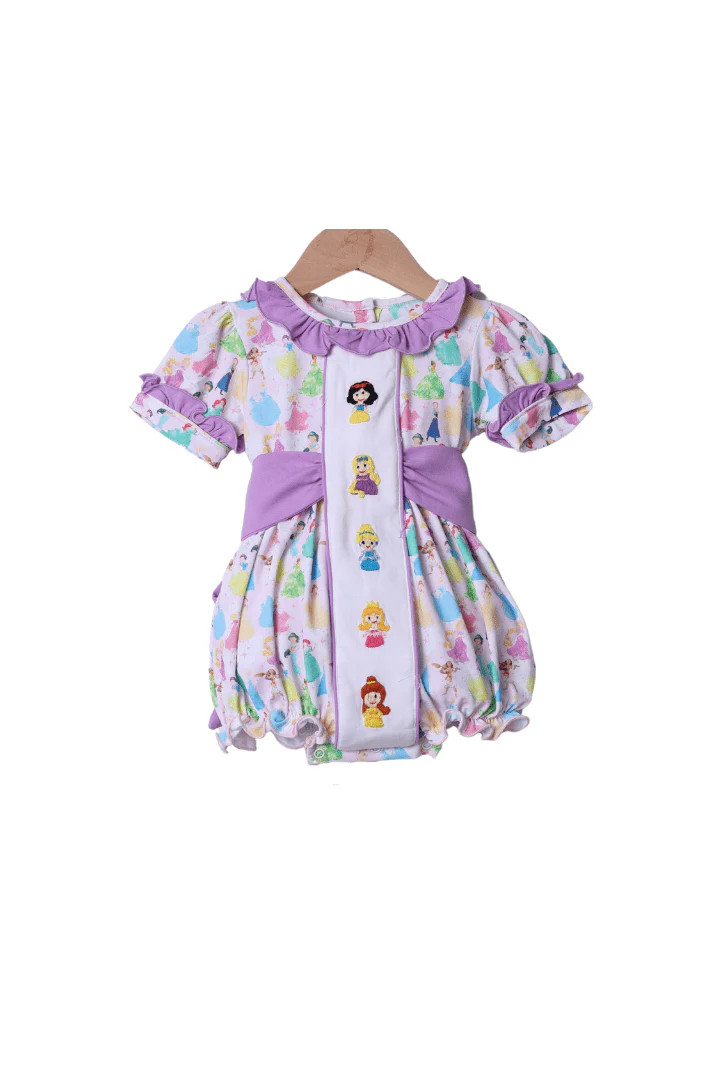 Hand Embroidered Princess Friends Lavender Bubble | The Smocked Flamingo