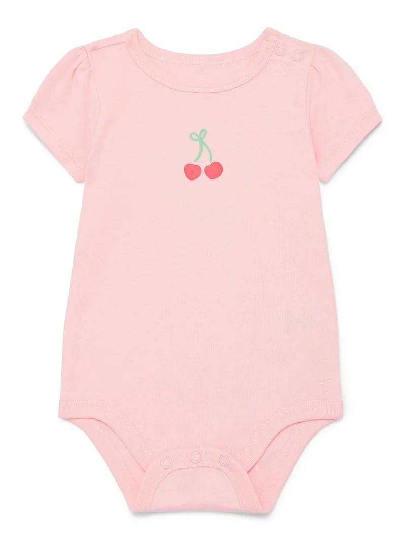 Wonder Nation Baby Girl Short Sleeve Bodysuit, Sizes 0-24 Months | Walmart (US)