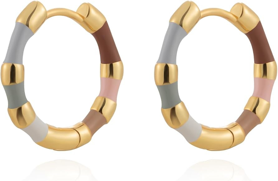 Milan Chiva 14k gold Chunky hoop Earrings for Women 14k Glod Plated Earrings Dainty Jewelry | Amazon (US)