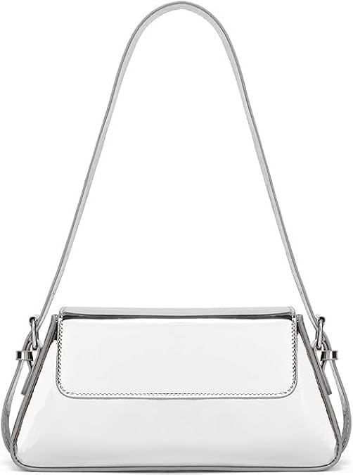 Silver Metallic Evening Bag for Women Y2K Silver Leather Shoulder Bags Sparkle Purse for Prom Wed... | Amazon (US)