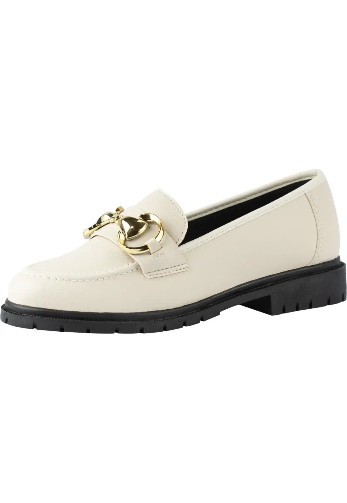 Mocassim Feminino Tratorado Boyfriend Lumiss Sapato Flat Loafer Confort Off White | Dafiti (BR)