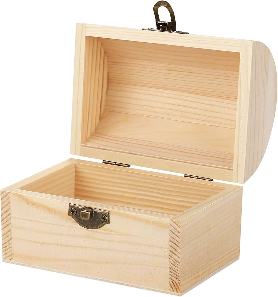 This item:  Aodaer Unfinished Wood Treasure Chest Decorative Pine Wood Box with Hinged Lid and Lo... | Amazon (US)