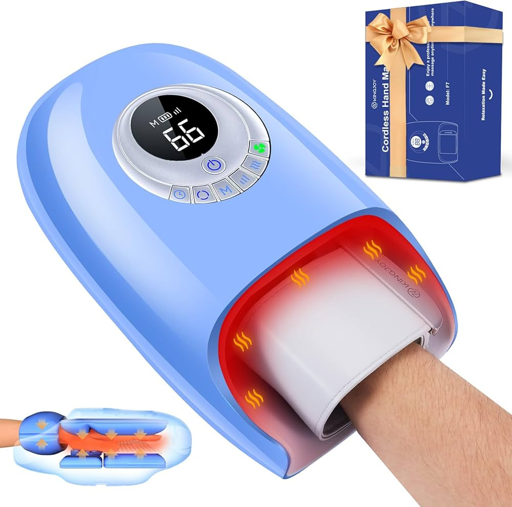 Cordless Hand Massager with Heat and Compression, 3D Kneading Hand and Wrist Massagers for Arthri... | Amazon (US)