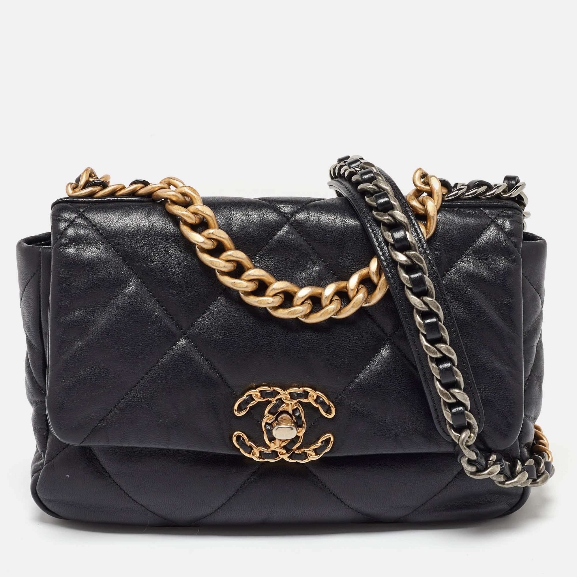 Chanel Black Quilted Leather Medium 19 Flap Bag | Shop Simon