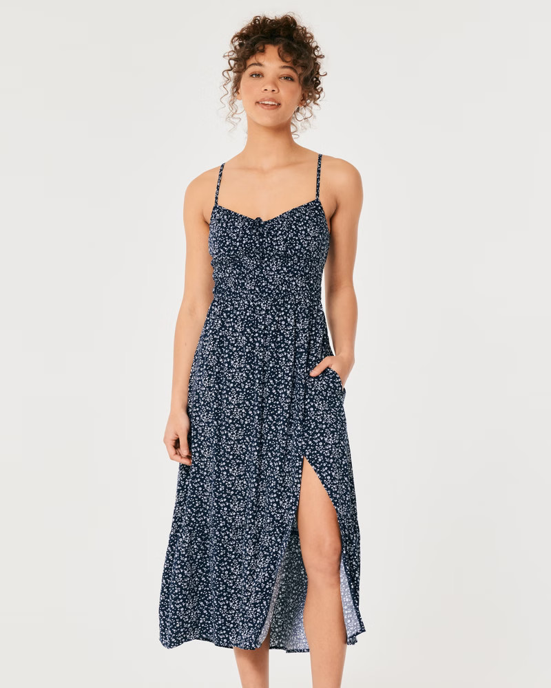 Channeled Bodice Midi Dress | Hollister (US)