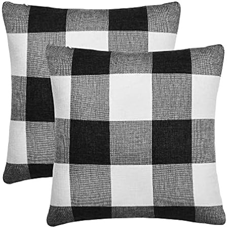 Buffalo Plaid Throw Pillow Covers - Buffalo Plaid Pillow Covers 18" x 18", 2 Packs, Easy Slider Zipp | Amazon (US)