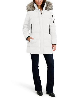 Women's Faux-Fur-Trim Hooded Puffer Coat | Macy's