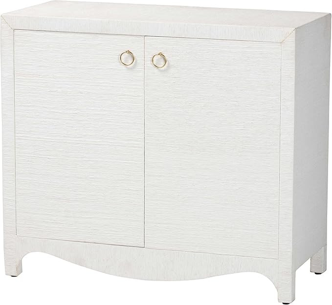 Bali & pari Ximena Grasscloth Storage Cabinet - 2-Door Woven Accent Cabinet with Gold Ring Pulls ... | Amazon (US)