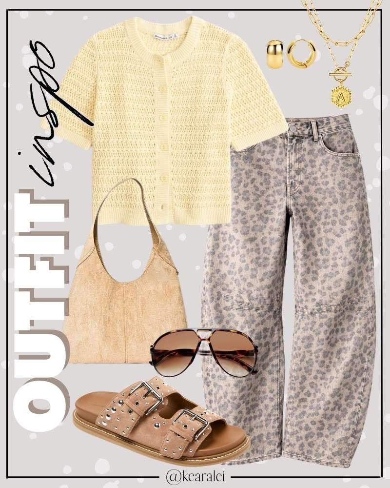 Summer outfits 2026 butter yellow crochet short sleeve sweater cardigan Abercrombie and fitch outfit Free People inspired outfit looks for less Amazon fashion affordable outfits yellow fuzzy short sleeve sweater knit vest cardigan shirt knit top with wide leg light wash leopard print cheetah print free people barrel jeans barrel leg denim Birkenstocks look for less faux suede leather studded strappy buckle slides sandals flats target shoes tan cognac leather crossbody purse handbag boho outfit casual mom outfit momiform business casual teacher outfit teaching workwear office work wear outfits || #freepeople #boho #amazon #abercrombie #target #fashion #spring #teacher
.
.
deals sales sale alert Amazon fashion, teacher outfits, business casual, casual outfits, neutrals, street style, Midi skirt, Maxi Dress, Swimsuit, Bikini, Travel, skinny Jeans, Puffer Jackets, Concert Outfits, Cocktail Dresses, Sweater dress, Sweaters, cardigans Fleece Pullovers, hoodies, button-downs, Oversized Sweatshirts, Jeans, High Waisted Leggings, dresses, joggers, fall Fashion, winter fashion, leather jacket, Sherpa jackets, Deals, shacket, Plaid Shirt Jackets, apple watch bands, lounge set, Date Night Outfits, Vacation outfits, Mom jeans, shorts, sunglasses, Disney outfits, Romper, jumpsuit, Airport outfits, biker shorts, Weekender bag, plus size fashion, Stanley cup tumbler, boots booties tall over the knee, ankle boots, Chelsea boots, combat boots, pointed toe, chunky sole, heel, high heels, mules, clogs, sneakers, slip on shoes, Nike, adidas, vans, dr. marten’s, ugg slippers, golden goose, sandals, high heels, loafers, Birkenstocks, Steve Madden Target, Abercrombie and fitch, Nordstrom

#LTKootd #LTKSeasonal #LTKSaleAlert