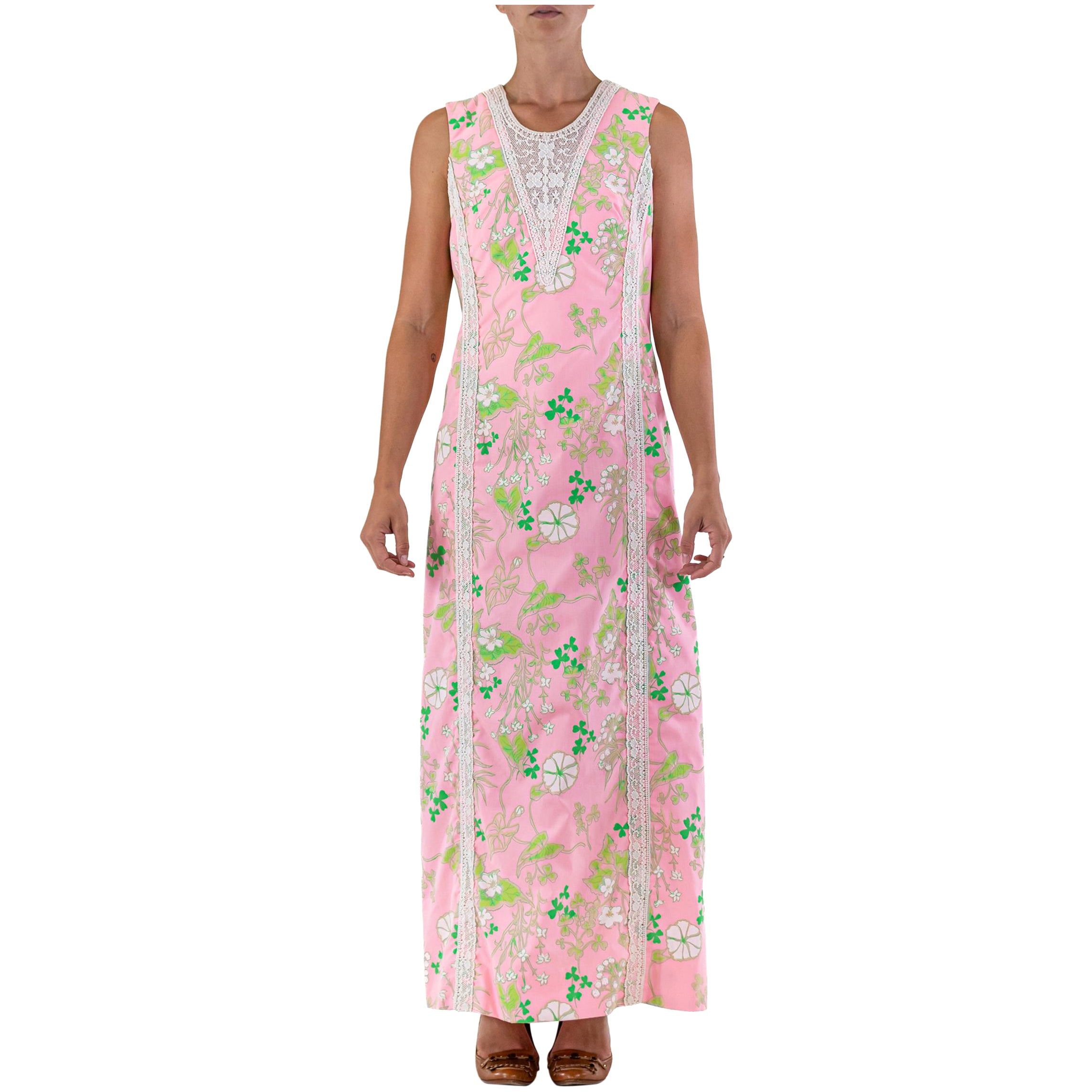 1960S LILLY PULITZER Pink Green With Lace Dress | 1stDibs