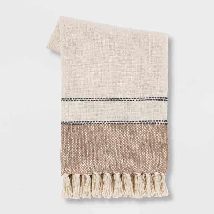 50"x60" Border Striped Cotton Throw Blanket - Threshold™ | Target