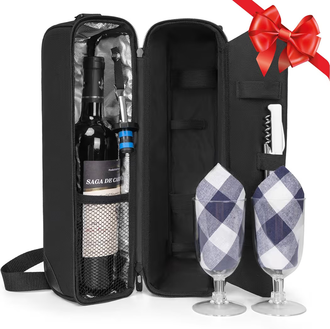 ALLCAMP Wine Bag - Insulated Cooler Bag with Wine Glasses, Bottle Opener & Wine Accessories for W... | Amazon (US)