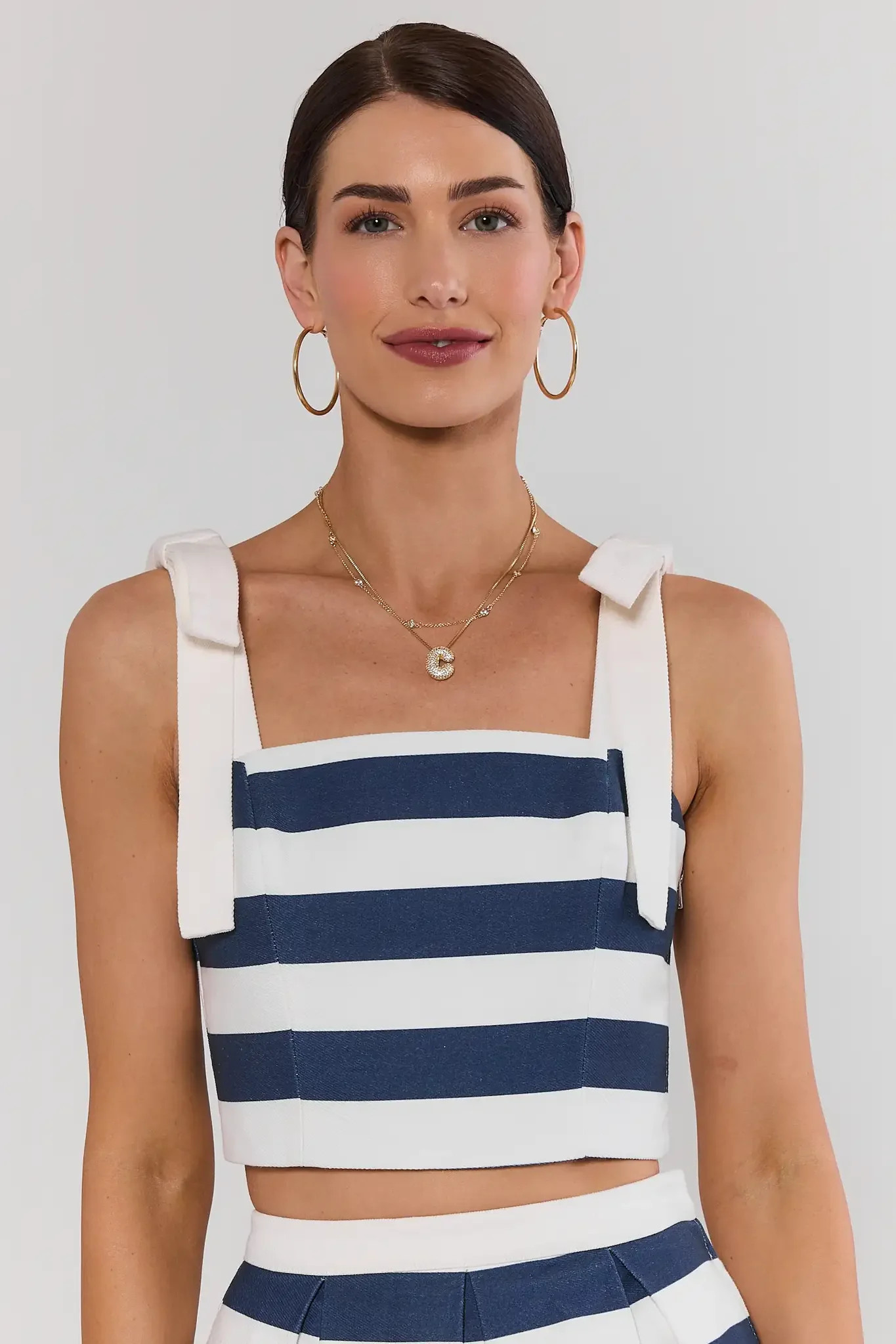 Navy Striped Cropped Tank Top | Avara