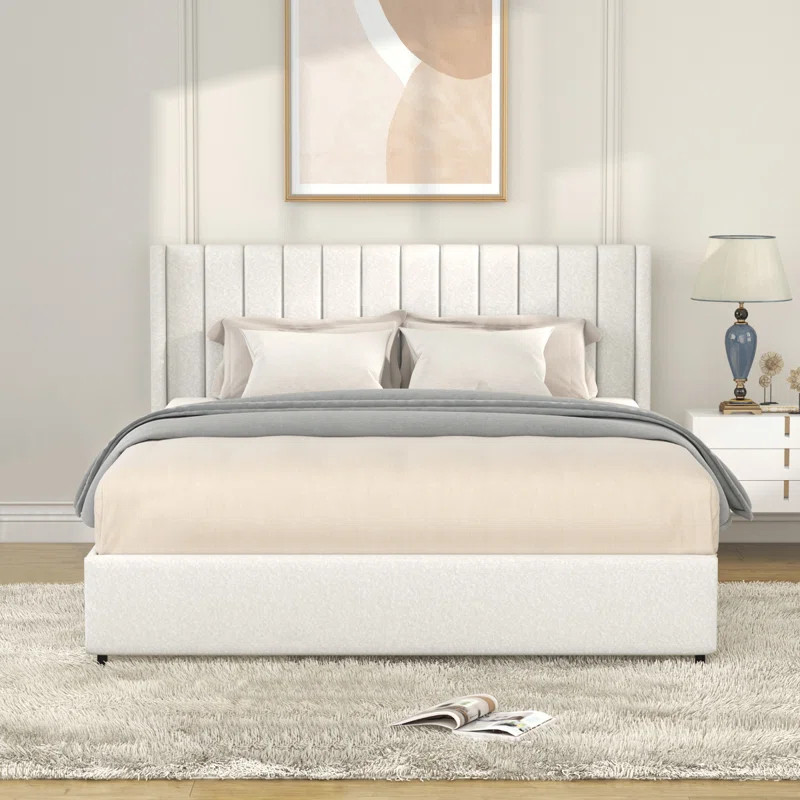 Lantin Upholstered Platform Storage Bed With Tufted Wingback Headboard, 4 Drawers | Wayfair North America