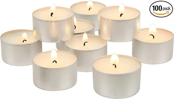 Stonebriar 100 Pack Unscented Tea Light Candles with 6-7 Hour Extended Burn Time | Amazon (US)